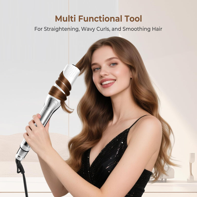 UKLISS Steam Hair Straightener for Women, Professional Hair Straighteners with LCD Display & Safty Lock, 40MM Wide Plate Flat Iron, Hair Straighten & Smooth 2 in 1, Salon Hair Care Effect, 100-230℃ White