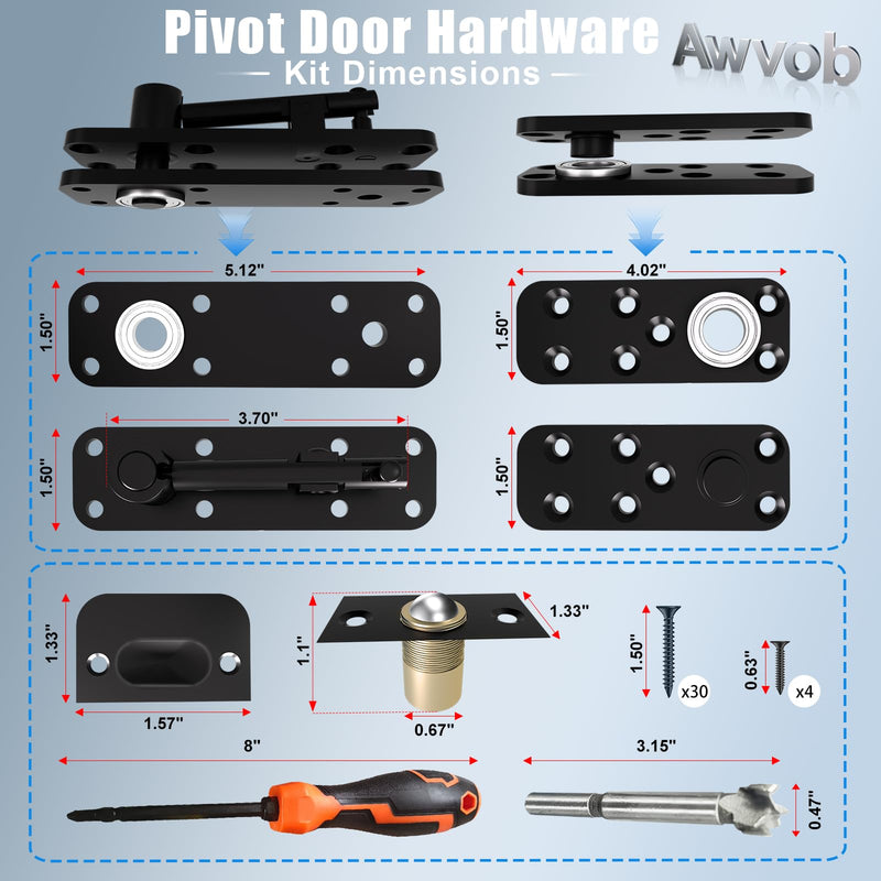Hidden Door Hinge with Dual Bearing Design - Rotating Silent Invisible Door Hinge Kit for Heavy Duty Secret Door, Perfect for DIY Carpenters & Door Bookcase 580lbs Load-Bearing Double Bearing Hinges Black
