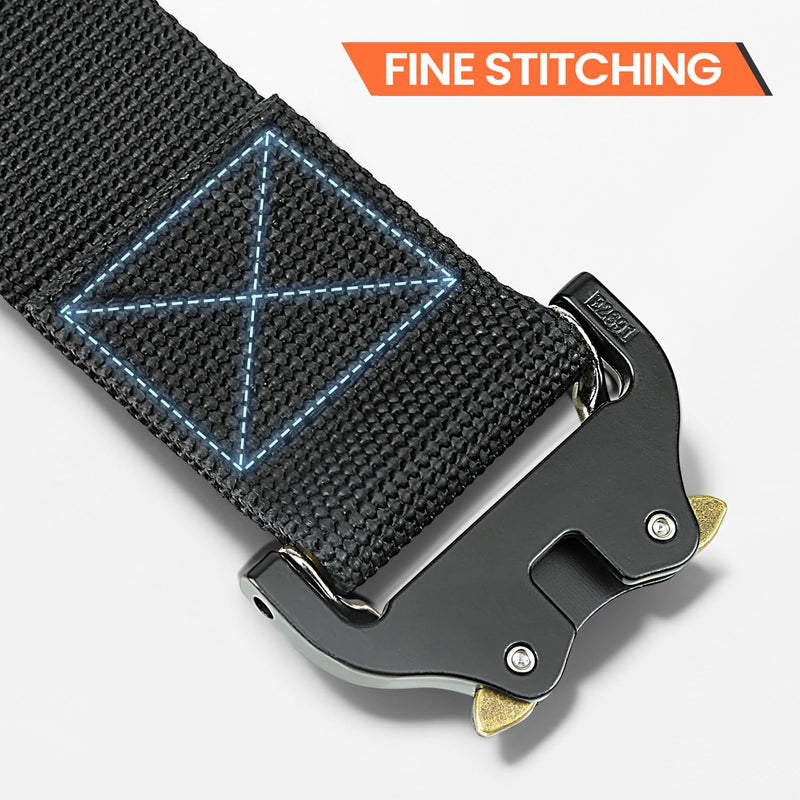 Multifunctional 33 Inch Tool Belt with Insurance Insert Buckle, 50 inch Adjustable Waist, Black, Fine Stitching XL