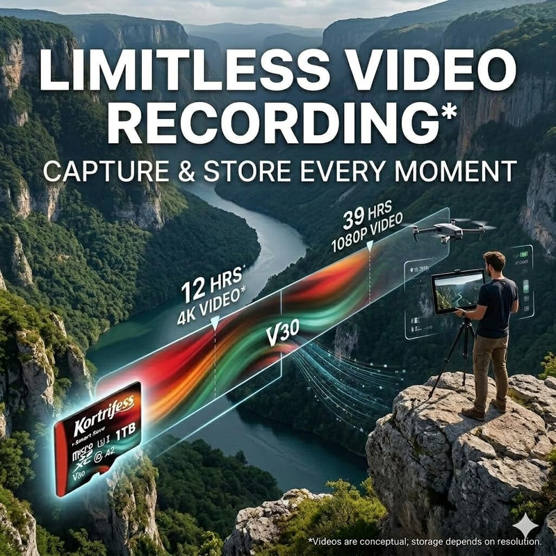 1T(999GB) Micro SD Card, microSDXC TF Card UHS-I Memory Card | Read Speed 130MB/s, Class 10, C10, U3, A2, V30 for DSLR Camera 4K UHD Full HD Video Recording