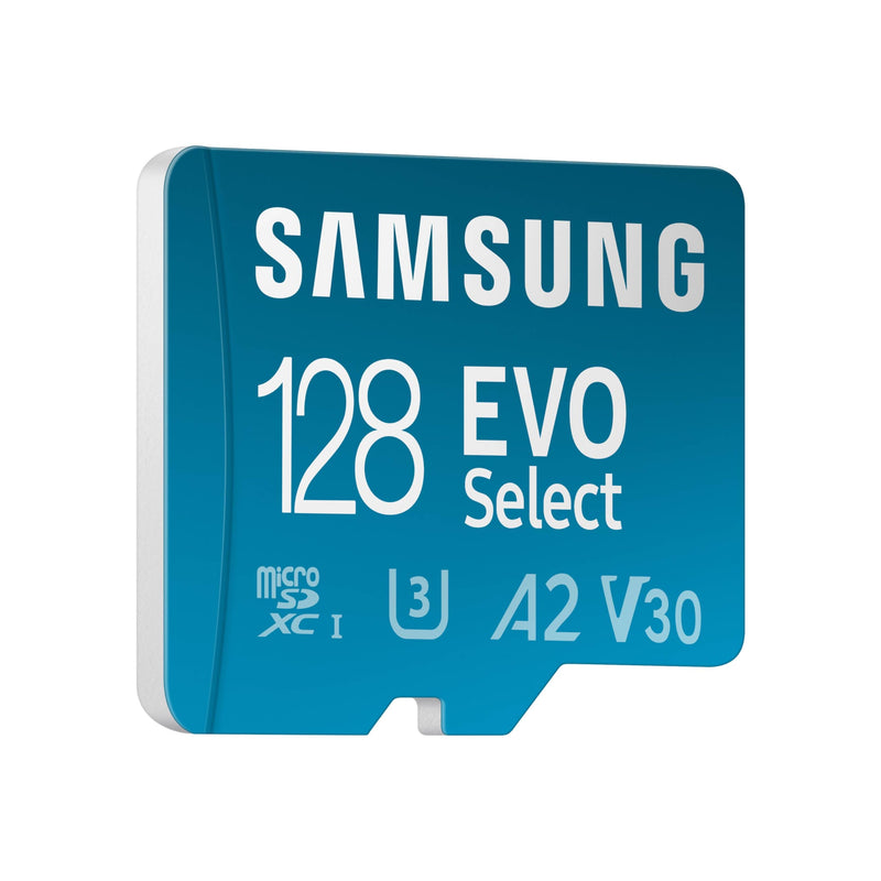 SAMSUNG EVO Select MicroSD Memory Card + Adapter, 128GB microSDXC, Speeds Up to 160 MB/s, UHS-I, C10, U3, V10, A2, Upgrade Storage for Phones, Tablets, Nintendo-Switch, MB-ME128SA/AM New Generation - up to 160 MB/s