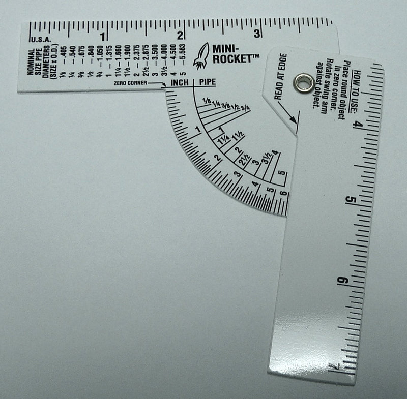 Mini Pipe Caliper / Diameter Caliper and Ruler - Fractional - 5 Pack