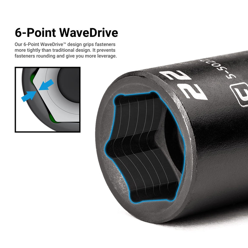 Capri Tools 30 mm Stubby Impact Socket, 1/2 in. Drive, 6-Point, Metric