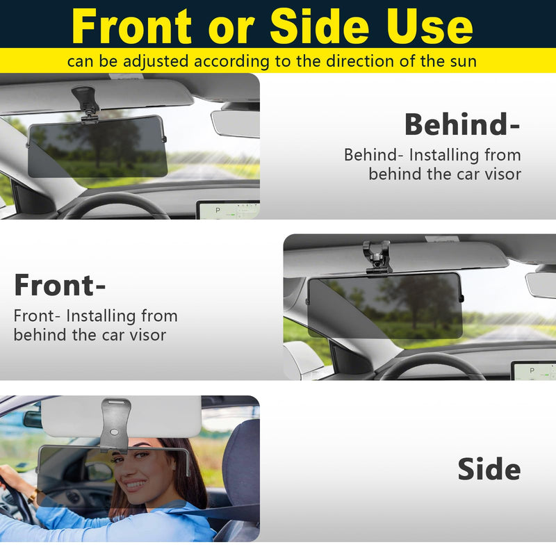 Sun Visor Extender for Car, Universal Sun Visor for Car Easy to Install, UV400 Anti-Glare Protects from Glare/UV Ray/Stray Light/Snow Blindness for Safe Driving, Clip on/Adjustable Angle