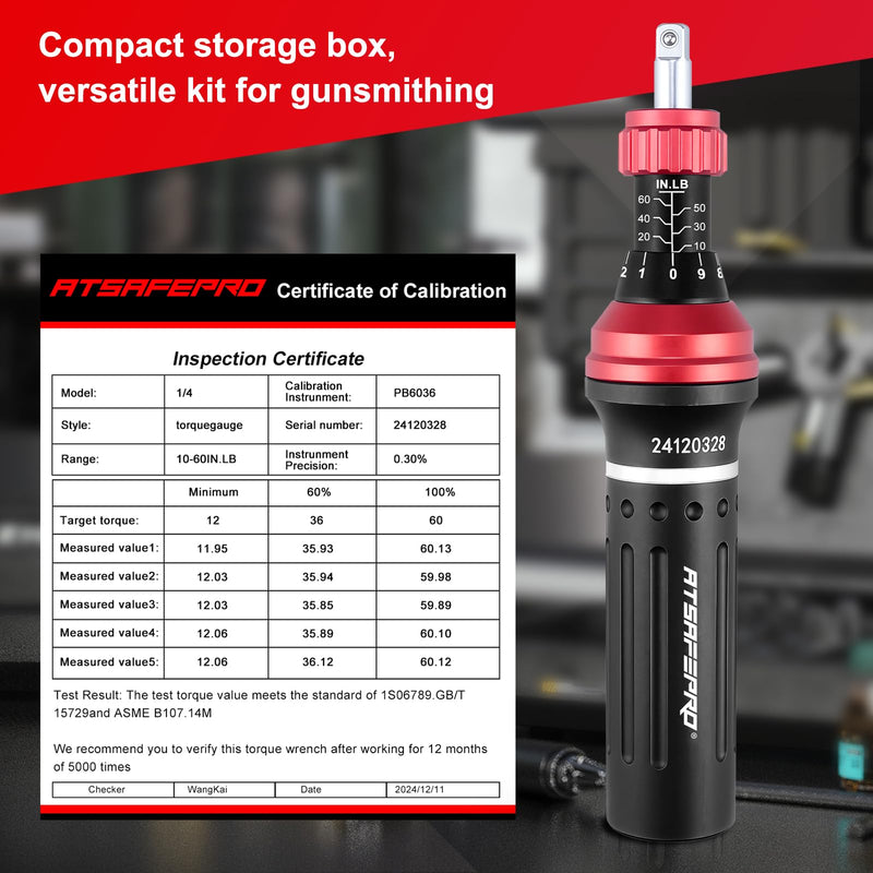 ATsafepro Torque Screwdriver 10-60 in.lb,21 Pcs Inch Pound Torque Screwdriver Set -1/4" Elastic Bit Holder and Bit Holder, Buckle Clamp, Flat, Hex, Torx, Philips, Fit for Bicycle, Tool Maintenance Mechanical - 10-60 in.lb/1.1-6.8 Nm
