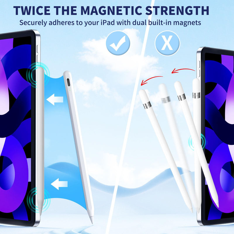 iPad Apple Pencil 9th&10th Generation, Fast Charge Stylus Pen for iPad Palm Rejection and Tilt Sensitivity, Compatible with iPad Pro 11/12.9in, iPad Mini 5/6, iPad 6/7/8/9/10, iPad Air 3/4/5 (White) White