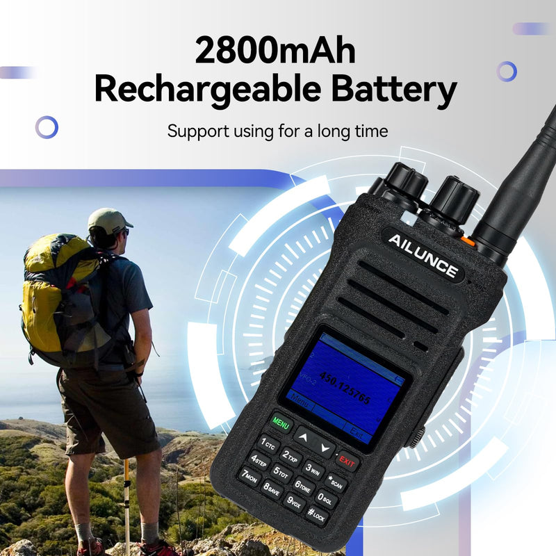 Retevis Ailunce HA1G GMRS Radio, GMRS Handheld Radio, Repeater Capable Bundle with Retevis Audio Adapter to 2 Pin Connector Walkie Talkies Earpiece