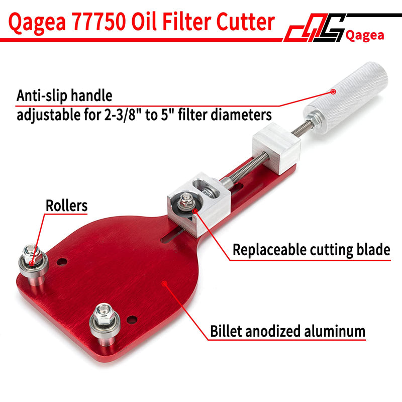Qagea 77750 Oil Filter Cutter, Oil Filter Cutting Tool for Filter Cutting Range 2 3/8"-5"