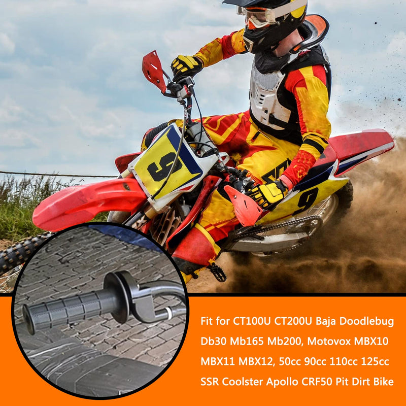 22mm 7/8 Throttle Handle Grips Cable Clamp On Off Switch for Coleman CT100U CT200U Baja Doodlebug Db30 Mb165 Mb200 50cc 90cc 110cc 125cc SSR Coolster Apollo CRF50 Pit Dirt Bike BLACK