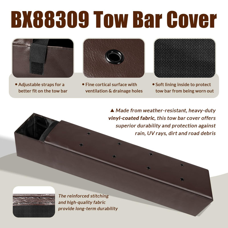 BX88309 Tow Bar Cover for Blue Ox Avail, Ascent, Apollo Tow Bars (Brown)