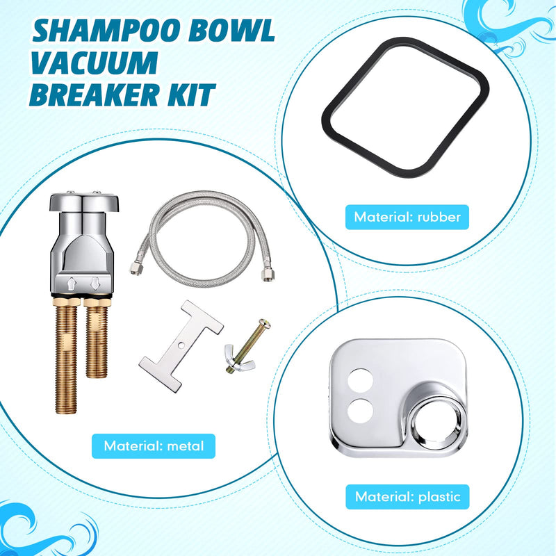 Hortsun Shampoo Bowl Vacuum Breaker Kit, Hardware Handle, 7 Pcs Stainless Steel, Chromium Plated Brass, 31 inches, for Salon Sink Parts Replacement
