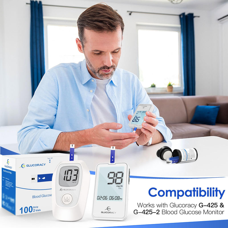 Glucoracy G-425-2/G-425 Blood Glucose Test Strips, 100 Glucose Strips