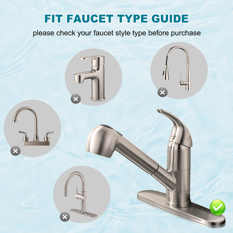 Pull Out Kitchen Faucet Head Replacement, 2 Function Sink Sprayer Head, G1/2 or 13/16 Inch Male Thread Connector, Spray Head Faucet Head Kitchen Tap Sprayer Spout, Brushed Nickel