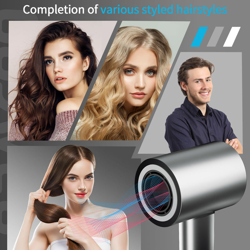Hair Dryer Hairdryer Hairdryers for Women Ionic Hair dryers 1500W | Hair Dryer Hairdryer Hairdryers for Women HD Display Temperature Touchscreen Low Noise Ion Hair Dryer 4 Temperature Settings Grey