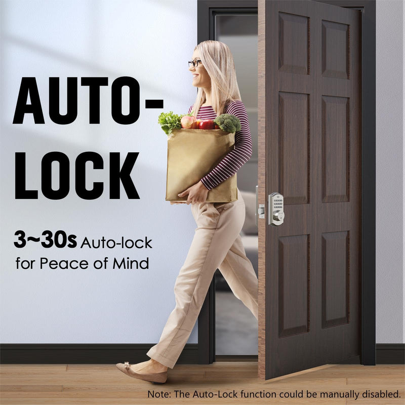 Keyless Entry Door Lock - Electronic Door Lock with Keypad, Smart Deadbolt Lock with Auto Lock, Security Waterproof Smart Lock, Easy to Install, Ideal for Front Door, Home Use, Apartment - ELAMOR M19 Sand Nickel