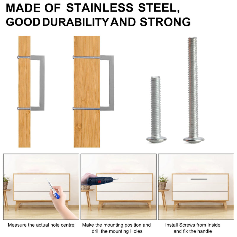 Cabinet Pulls Brushed Nickel Cabinet Handles Square Drawer Pulls, 10 Pack 7-1/2 Inch Stainless Steel Kitchen Door Cupboard Cabinet Handles, Drawer Hardware Handles, 192mm Hole Centers 7-1/2 inch Hole Centers(192mm)