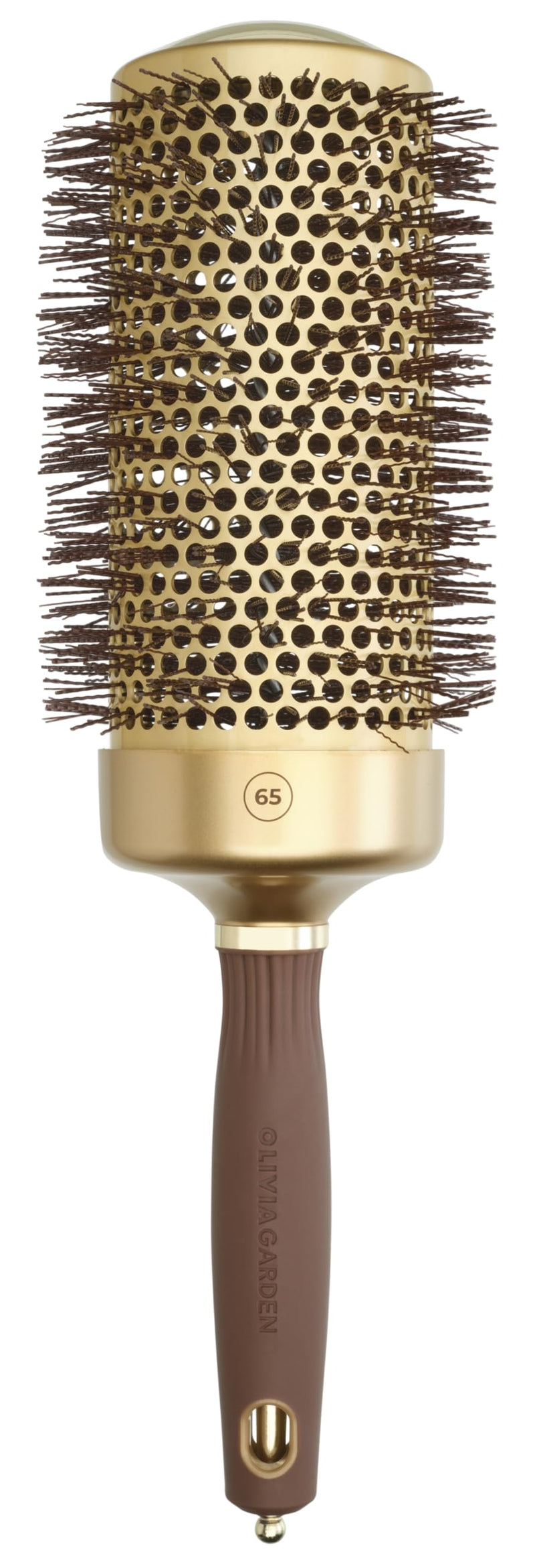Olivia Garden Expert Blowout Speed – Ceramic Coated Round Brush with Extra Long Barrel for 25% Faster Blowouts Gold & Brown 65