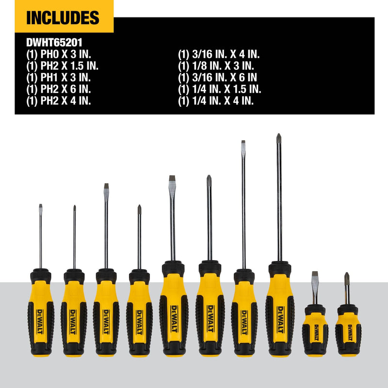 DEWALT Fixed Bar Screwdriver Set (10 pc.) (DWHT65201) No Size
