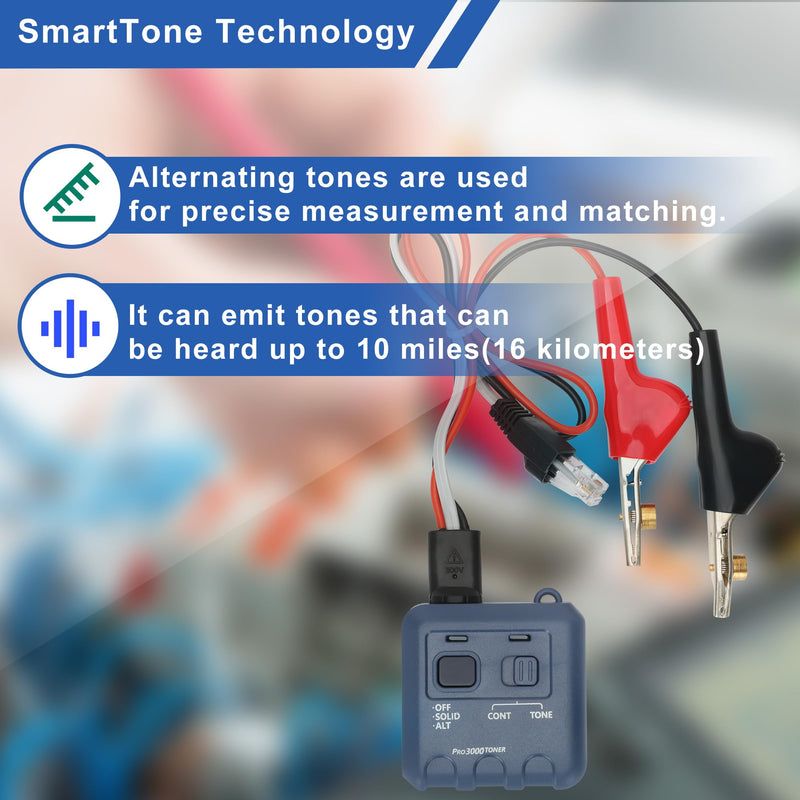 Pro3000 Tone Generator and Probe Kit, Toner Electrical Tool, Wire Toner and Probe Kit, Handheld Telephone Line Finder with SmartTone Technology