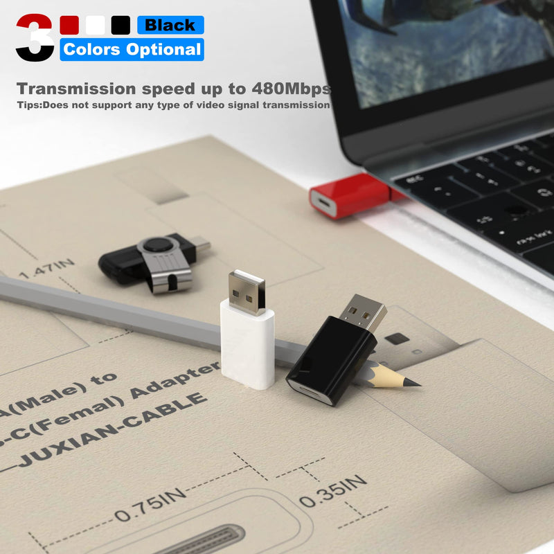 USB to USB C Adapter Pack-5,Compatible with Apple MagSafe Watch 7/8/9/SE/Ultra,USB C Female to USB Male Adapter for iPhone 15 14 13 12 Mini Pro Max,iPad,Galaxy Note,Google Pixel 7 6 5 5 Pack Black