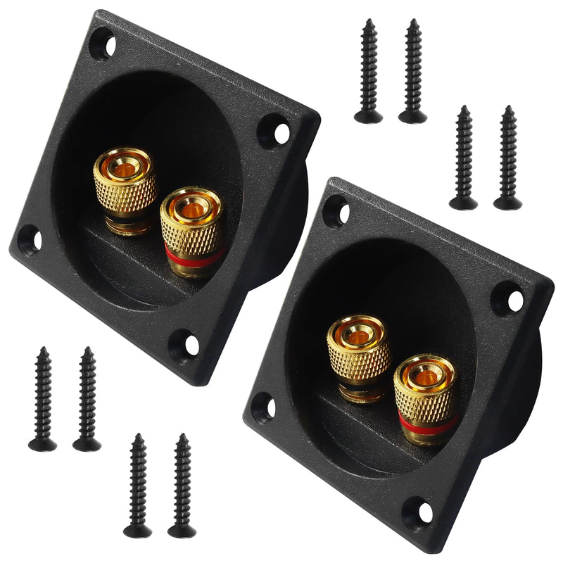 2 Pack Speaker Terminal Cup, Copper Posts 56.5mm | Copper Posts Minimal Signal Loss, Banana Plug Spade Connect, 56.5mm 50mm Cutout Standard, Four Screws Firm Rattle-Free