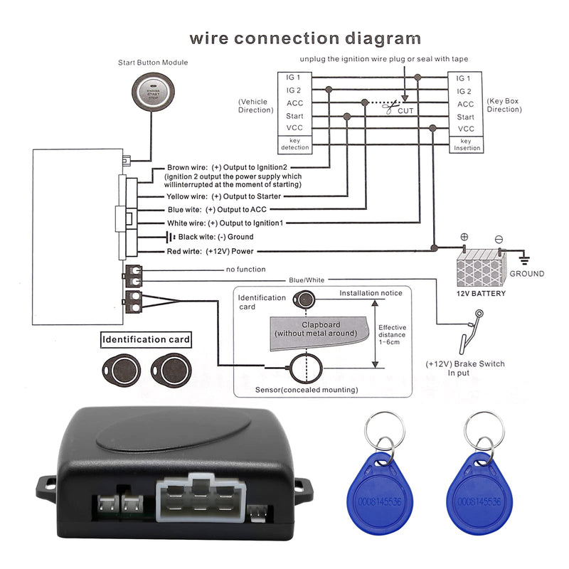 Smart RFID Push Engine Start Button kit & Keyless Entry Starter Systems to One Touch Start Car, Botón de Encendido para Auto, Upgrades Key Start for Most DC12V Cars