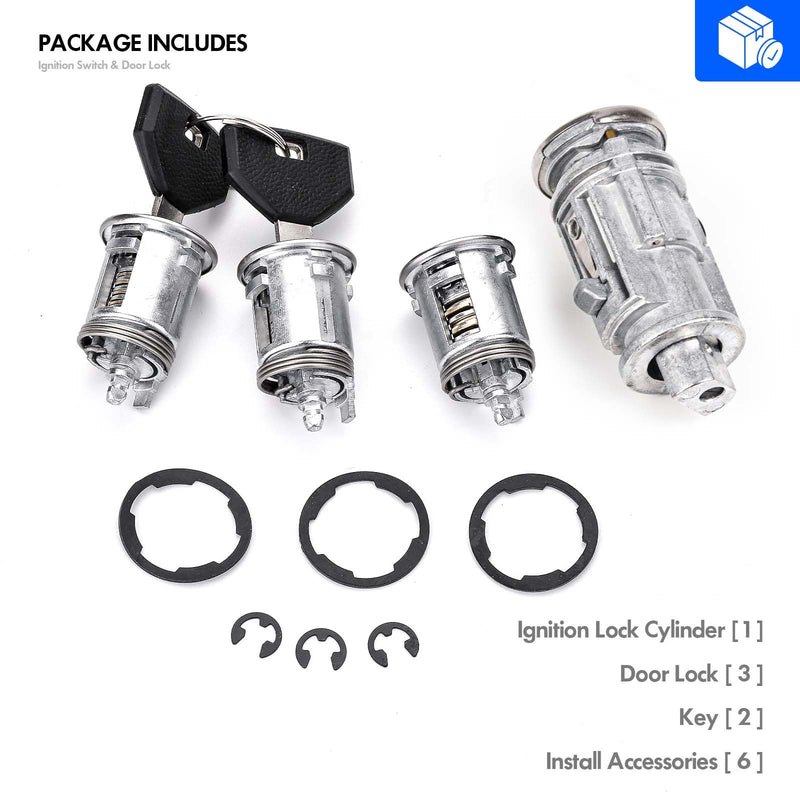 Ignition Switch Lock Cylinder with Door Lock & Keys Fit for Jeep Wrangler TJ Cherokee XJ 1998-2001 Replaces# 5003843AB, 4746311, 703719, 68001713AA For Wrangler TJ 1998-2001