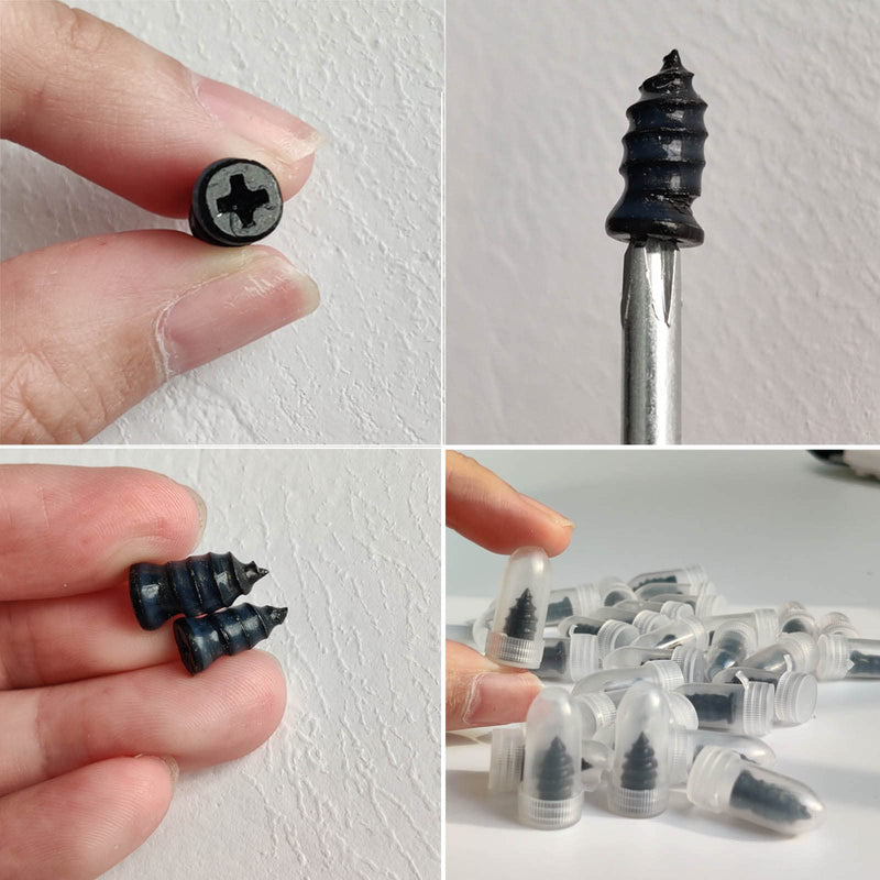 30 Pcs Tire Repair Rubber Nail, Tire Repair Nail Tire Repair Rubber Screws Fast Tool Self-Service Tire Repair Nail Vacuum Tire Repair Rubber Nail, Suitable for Car Motorcycle Jeep Tire Puncture Repair 30 Pcs