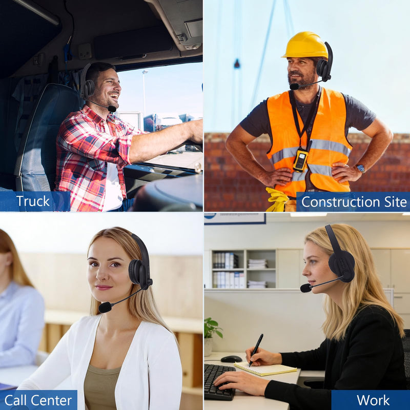 2.4G Trucker Bluetooth Headset with Microphone and Charging Base | V6.0 Wireless Headset for Work, Noise Cancelling Microphone with Charging Base for Work from Home/PC/Computer