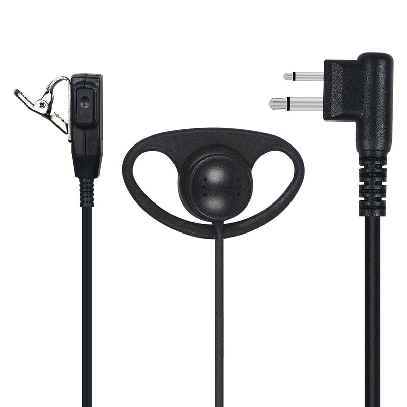 Walkie Talkie Earpiece with PTT Mic Compatible with Motorola CP200D CP100D R2 CP200 CP185 BPR40 CLS1410 CLS1110 RMU2040 RMU2080D Two Way Radio, 2 Pin D Shape Headset (D Shape Earpiece 5Pcs)
