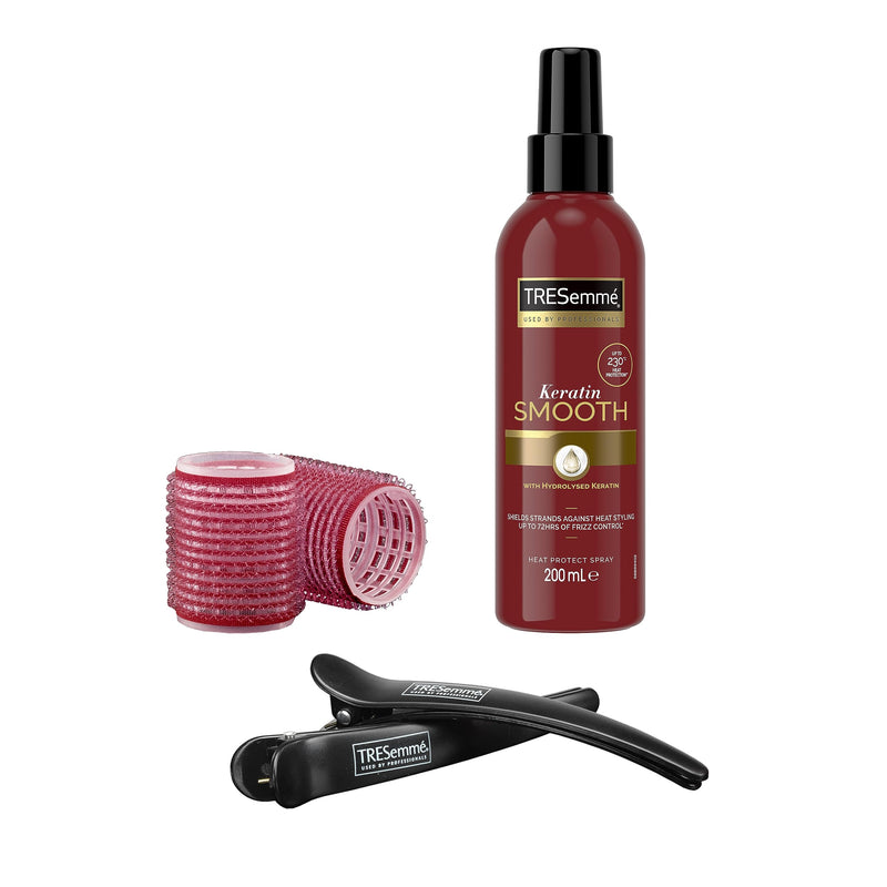  [AUSTRALIA] - TRESemméTRESemme Keratin Smooth 2200W Volume Shine Hair Dryer Gift Set, Diffuser Dryer, Paddle Brush, Hair Rollers, Ionic Conditioning & Defined Curls Curling Tong, Black, 16 millimetersTRESemmé single With Curling Tong