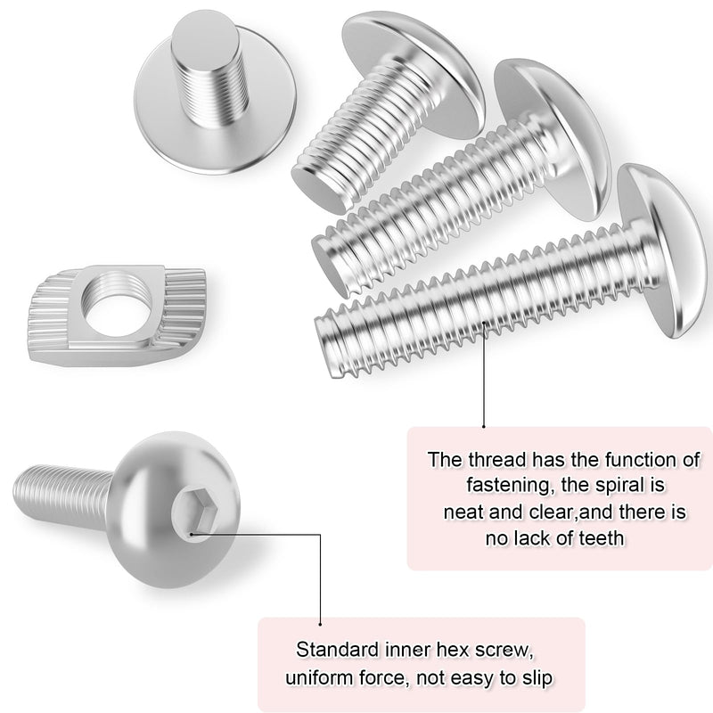 600pcs M3 M4 M5 Thread Sliding T-Nuts Assortment Kit, Hammer Nut with Hex Button Head Screws for Profile Groove