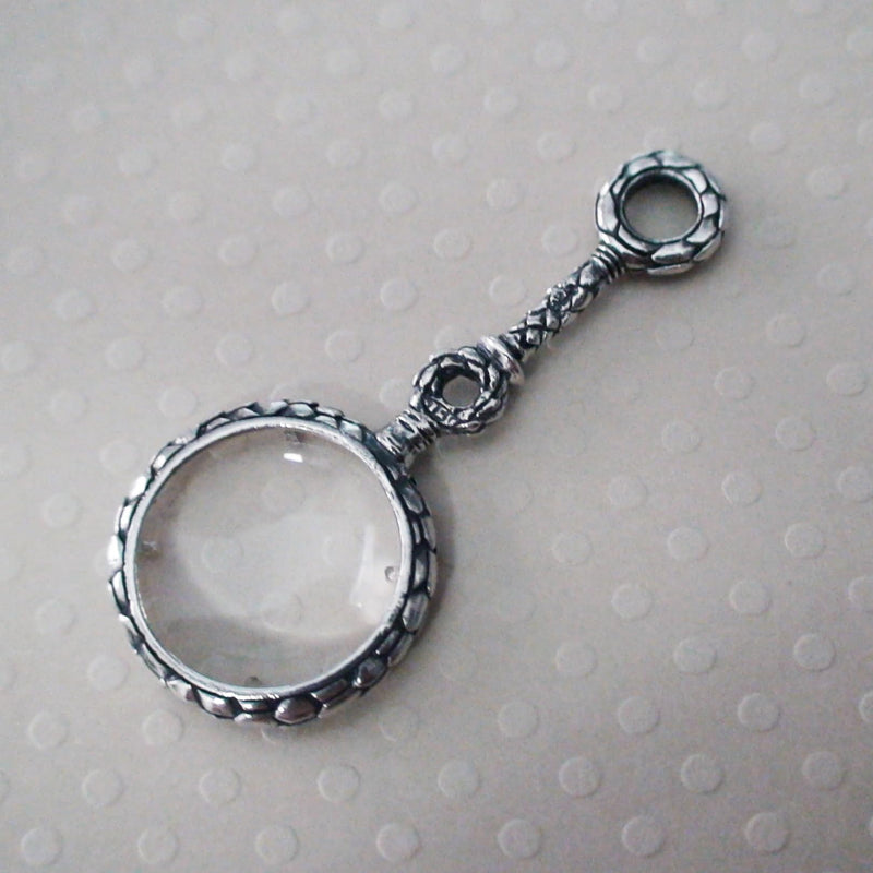 FashionJunkie4Life Sterling Silver and Bronze Pendant Charms for Necklaces Magnifying Glass