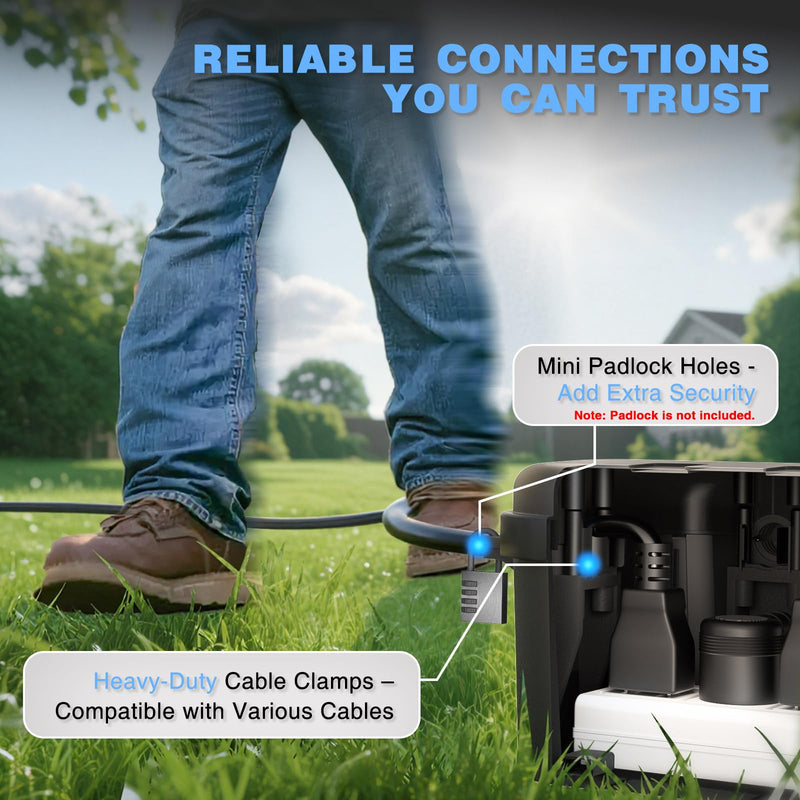Flemoon [2 Pack] Outdoor Electrical Box Waterproof, Medium Weatherproof Electrical Box (11.5x5.2x4 inch) w/6 Cable Entry Ports, Extension Cord Cover for Power Strip, Timer, Plug, Holiday Light, Black 2 Pack