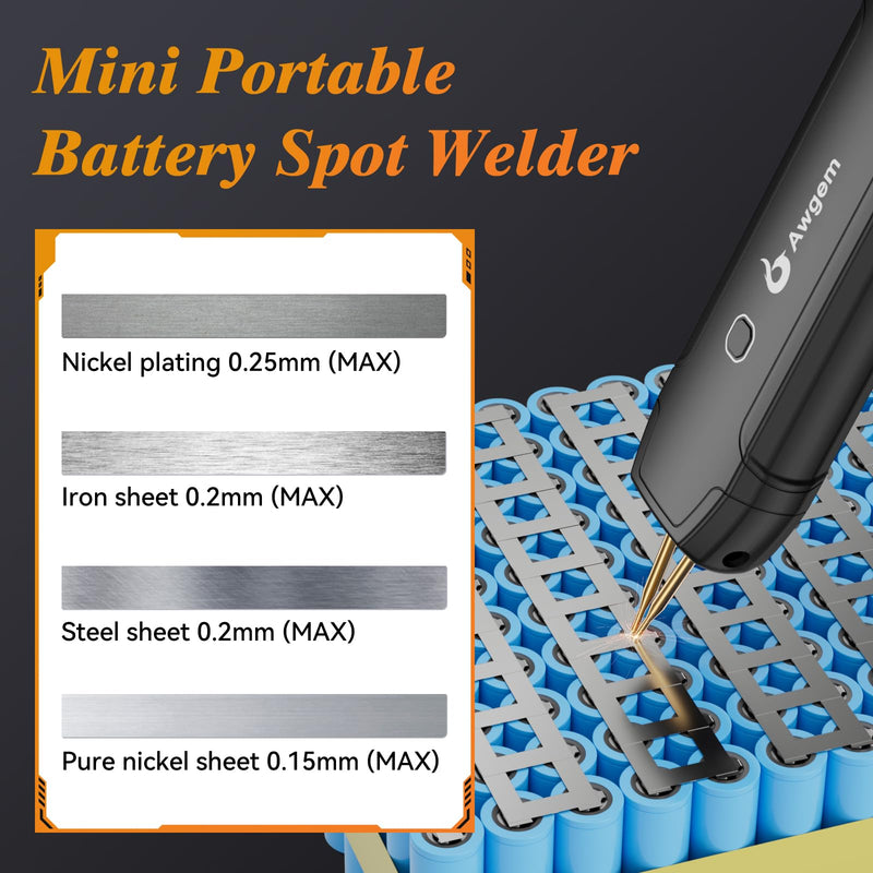 Battery Spot Welder, Awgem Battery Welder 99 Gear Handheld Spot Welder with LCD Screen Auto/Humanized Manual Modes, Portable Spot Welding Machine for Welding Nickel Strips and Iron SH2