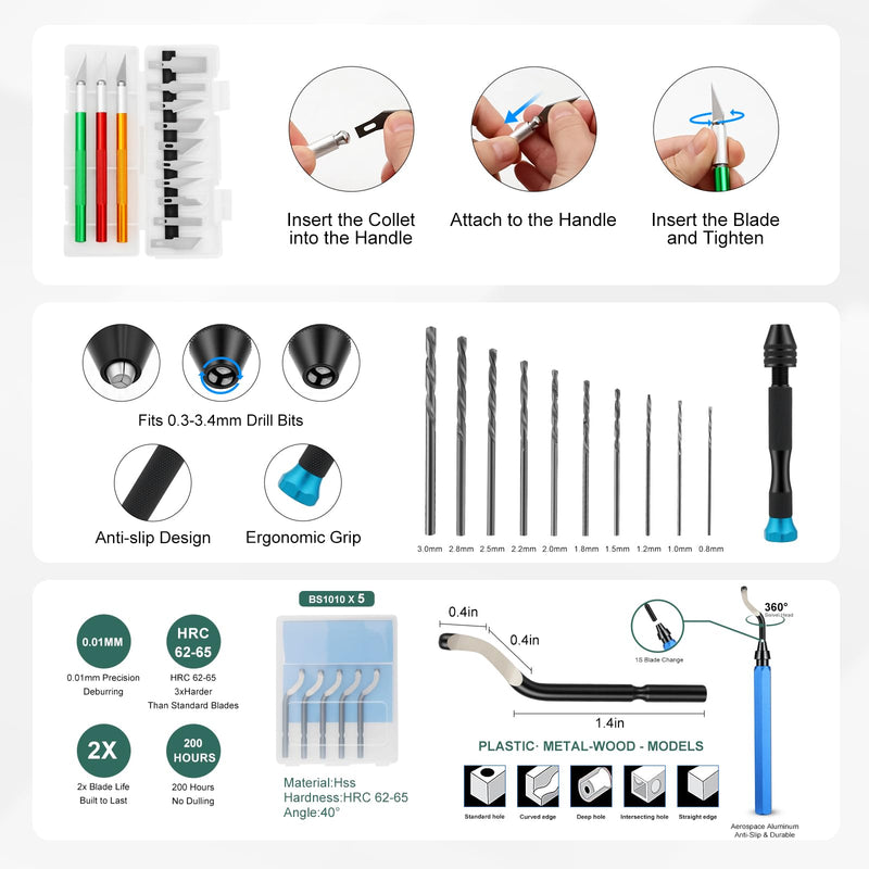 3D Printer Tools Kit, 100pcs 3D Printer Accessories for All FDM/SLA Printers Includes Deburring Tool,Cleaning Kit, Sanding Kit, Nozzle Cleaning Needles, Scraper Tools, Maintenance kit, Brushes