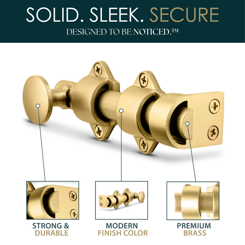 Mega Handles Dutch Door Bolt - 4 Inch Heavy Duty Slide Bolt Latch, Easy to Install Slide Latch for Dutch Doors, Suitable Slide Bolt for Toy Boxes, Cabinets, Pantry Doors and More - Satin Brass 1 Pack
