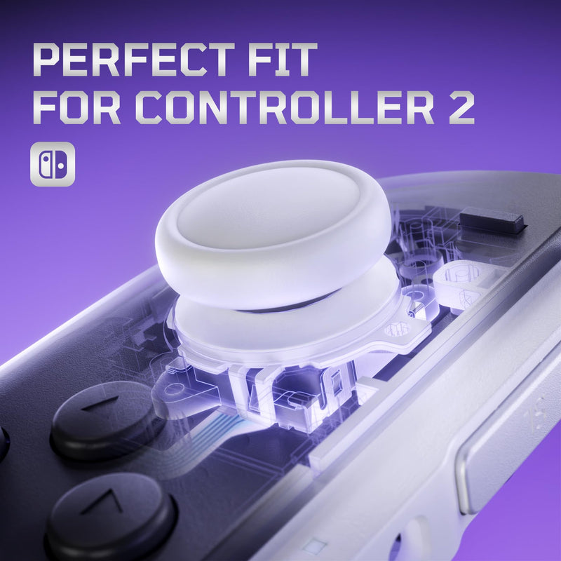 eXtremeRate Replacement 3D Joystick & Thumb Grips & Side Rail Shell Buttons for Nintendo Switch 2 JoyCon, Console Rail Stickers Controller Left Right Analog Stick Thumbsticks Caps for Switch 2 - White