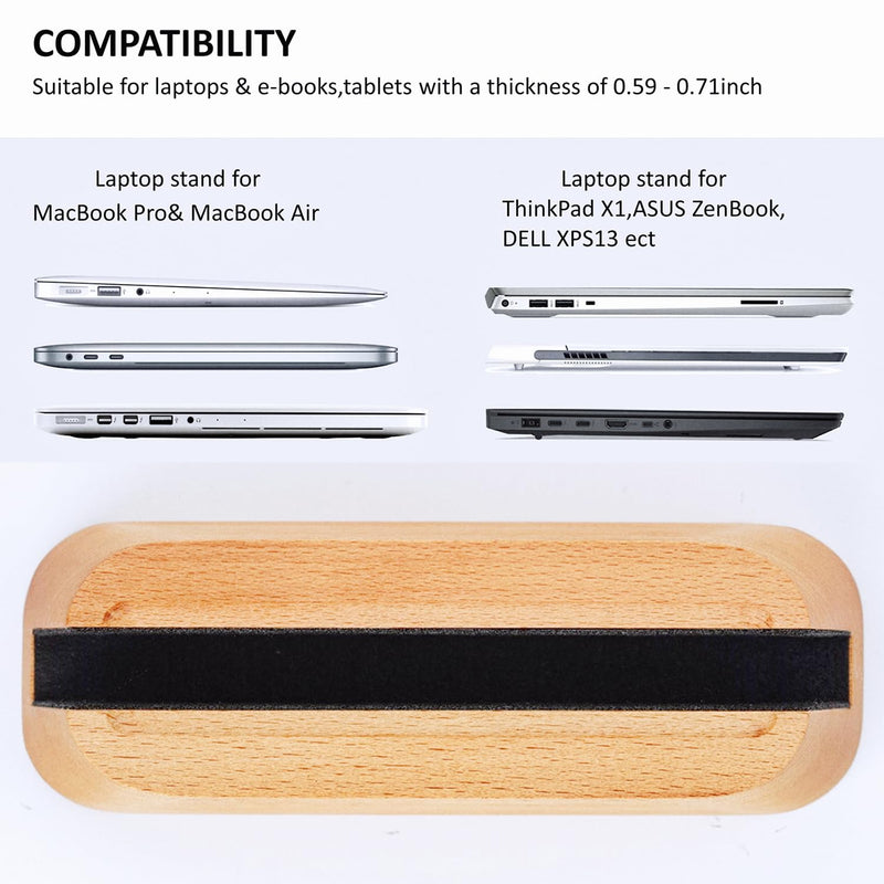ACODE Wood Vertical Laptop Stand for Desk - Compatible With MacBook Pro Air, Surfaces - Storage Rack Slot Thickness 0.59" to 0.71" - Upright Holder 1 Fagus lishizhijia