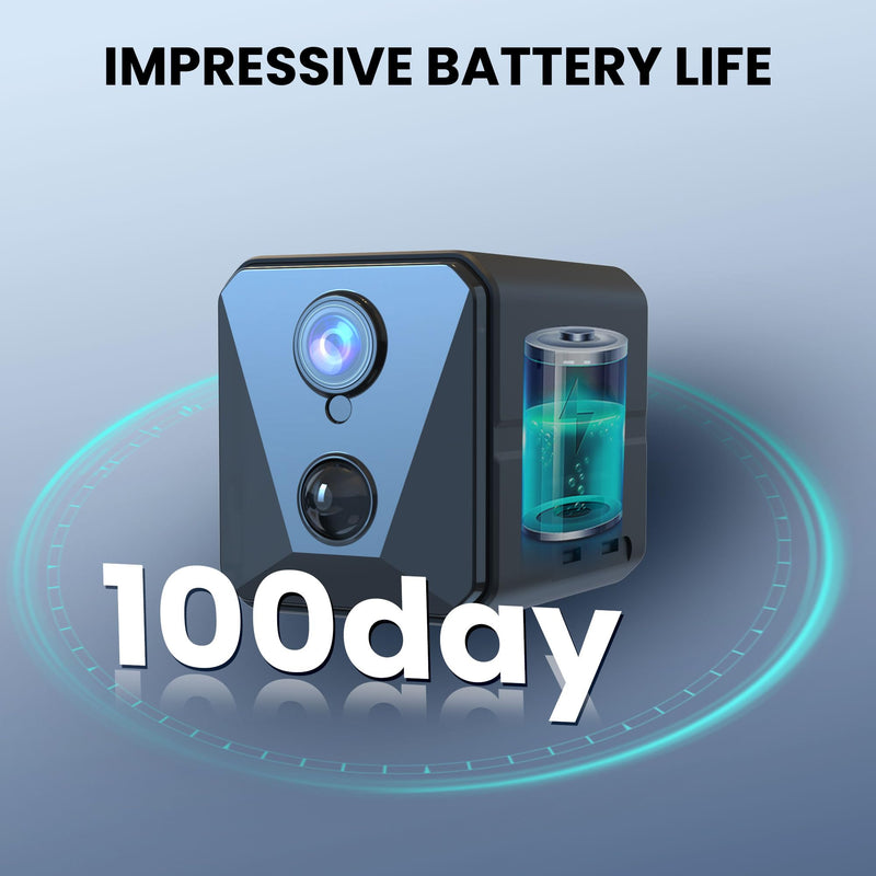 Security Camera, 2K WiFi Indoor Camera, 100 Days Standby Battery Life, Cloud & SD Storage, Clear Night Vision, AI Motion Detection, Real-Time Record Security Wireless Surveillance Camera