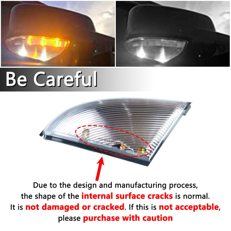 LED Side Mirror Turn Signal Light Lamp Assembly Blinker White Puddle Lamp Compatible with Dodge Ram 1500 2500 2010-2018, Ram 1500 Classic 2019-2022, Replacement for 68064949AA 68064948AA Left Drive SIde & Right Passenger Side White Lens