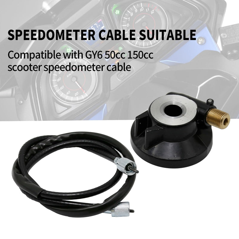 UOIENRT 12 mm Moped Speedometer Cable, Speedometer Drive Gear with 39.4in 100cm Cable Replacement for GY6 50cc 150cc Scooter