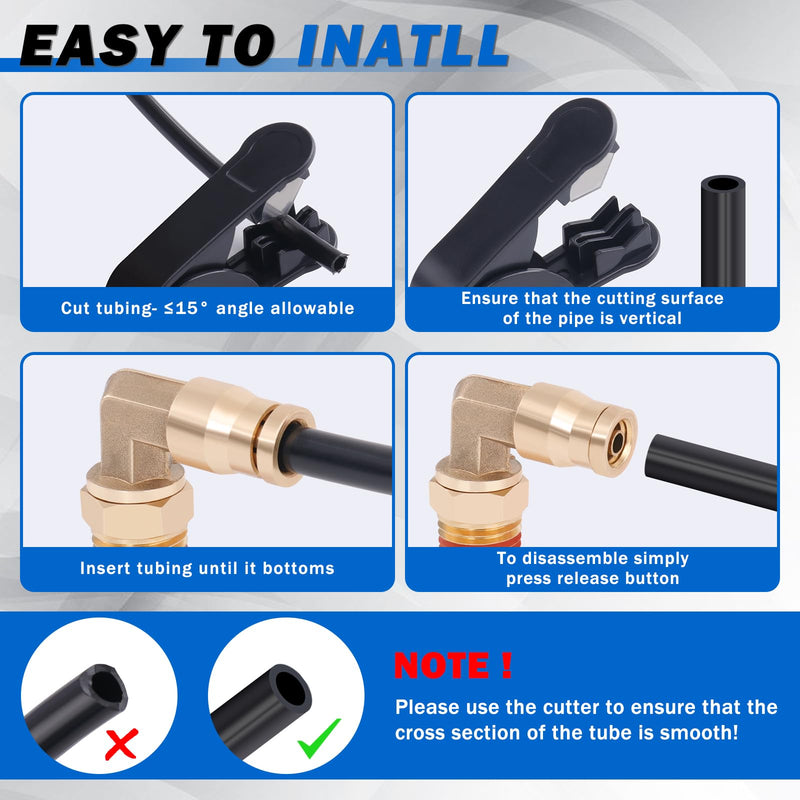 1/4" Air Line Service Kit for Air Bags Suspension Kit with Brass DOT Air Brake Fittings,1/4 DOT Air Fittings, 30 FT (9.1M) DOT Air Line PA Hose for Air Shock Line Kit Replacement Components 30 FT-Black