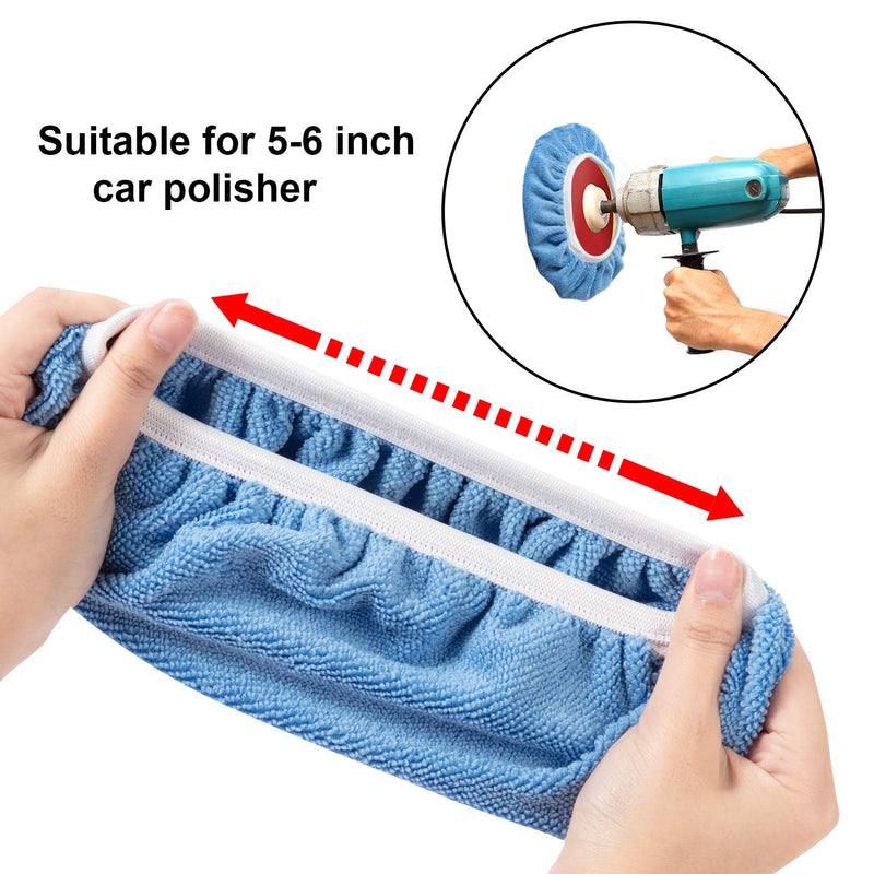 20 Pieces Car Orbital Buffer Polisher Pad Bonnet Microfiber Max Bonnet Polishing Buffing Pad Cover(5-6 Inches) 5-6 Inches Blue