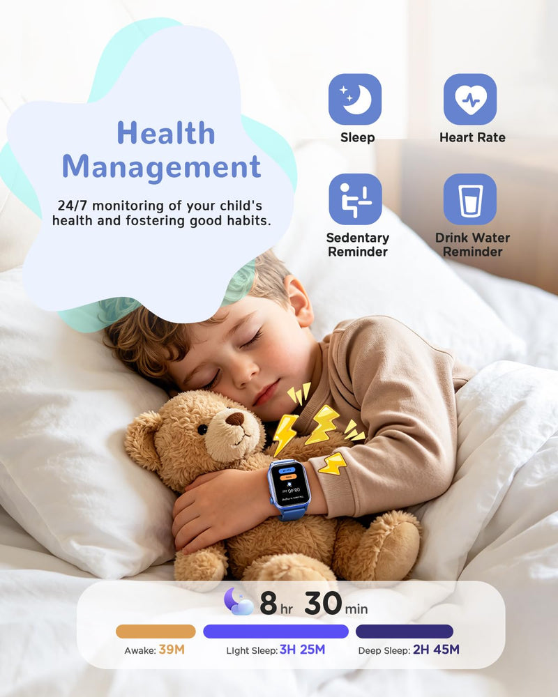 RUXINGX Kids Smart Watch No APP, 1.52" Smart Watch Fitness Trackers (Blue) | Camera,Puzzle Games,Heart Rate, Sleep Monitor,Music Player,Pedometer, for Girls Boys Teens 3-12 Blue