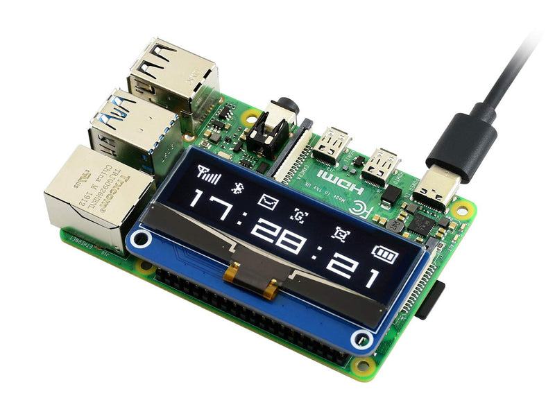 waveshare 2.23inch OLED Display HAT for Raspberry Pi 128×32 Pixels with Embedded 1305 Driver Communicating via SPI or I2C Interface. 2.23inch OLED HAT