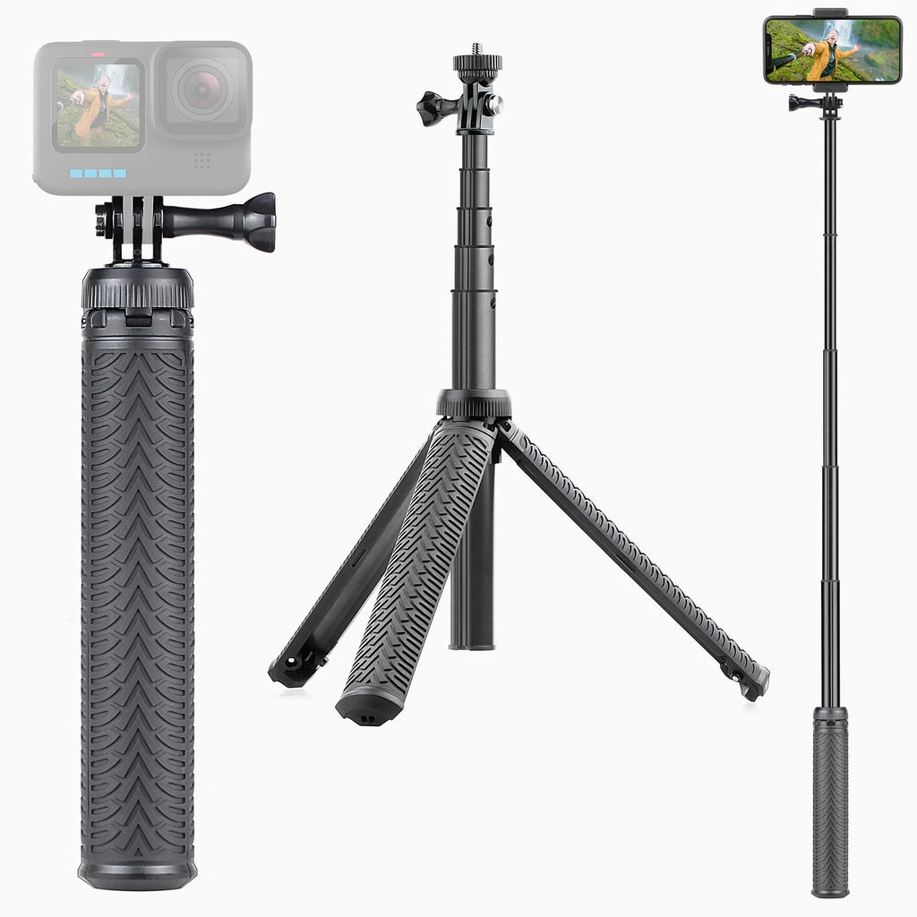 SOONSUN Aluminum Waterproof Selfie Stick Long Extension Pole Handle Grip Tripod Stand for GoPro Max, Fusion, Session, Hero 12 11 10 9 8 7 6 5 4 3 2, Osmo Action 3, 4, Insta360 2,3 SJCAM Cameras