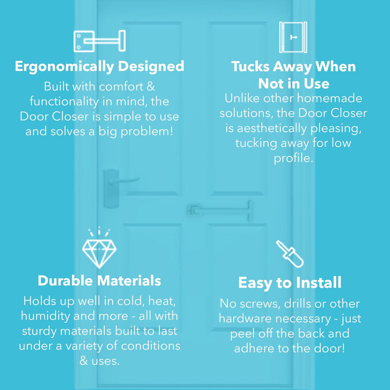 Manual Door Closer for Wheelchair Users - Canadian Made Accessibility Aid - Swivel Design for Interior/Exterior Doors (White ABS) ABS-White