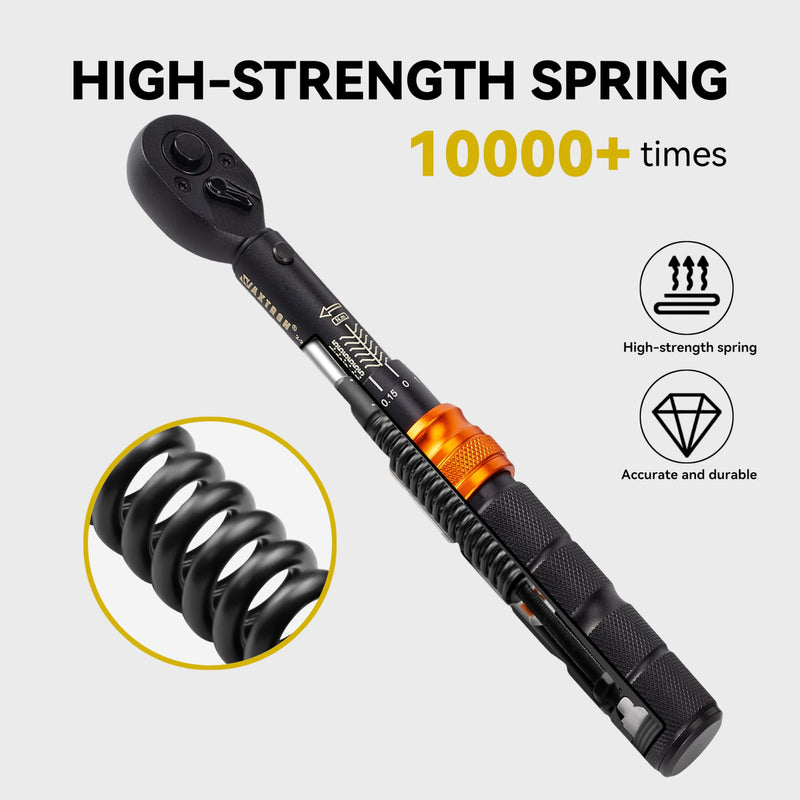 32-Pc Bike Torque Wrench Set, 1/4-Inch Dr. Click Torque Wrench and Bit Kit, 2-20 Nm Micro Adjustment, 72-Tooth Ratchet Head, Portable Round Pouch 32-Piece