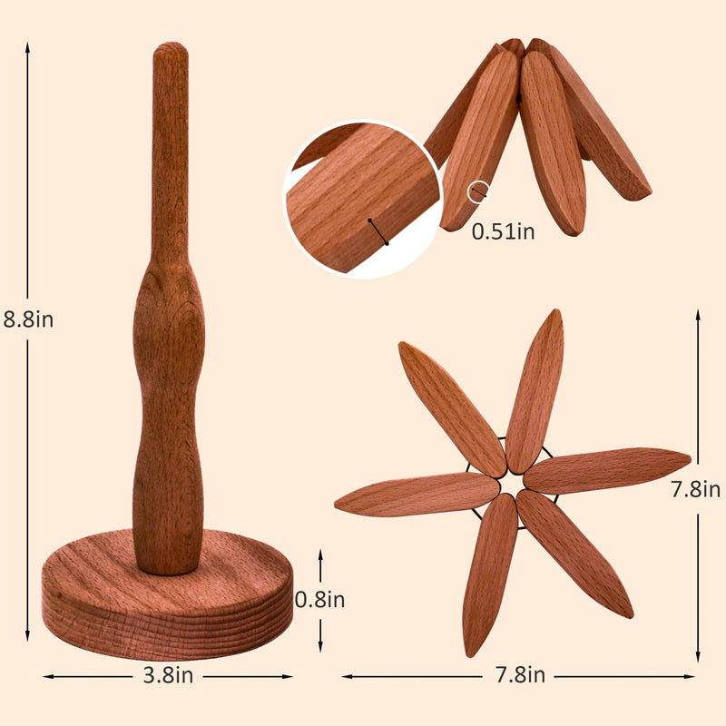 Wooden Trivets for Hot Dishes, Wooden Tree Trivet Set of 5 for Easy Storage - Suited for Hots, Pans, Bowl, Teapot, Hot Holders - Multifunctional Ornaments (Dark - 5 PCs) Dark - 5 Pcs